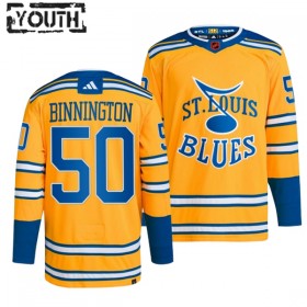 St. Louis Blues tröja Binnington 50 Adidas Jordan 2022-23 Gul Reverse Retro 2.0 Authentic - NHL Tröjor Barn